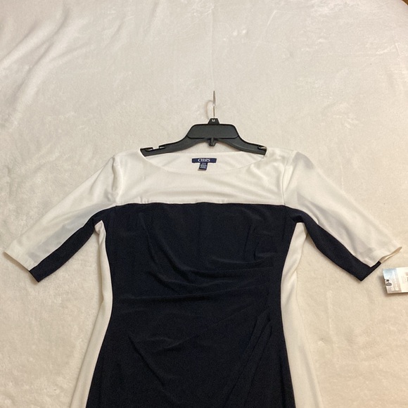 Chaps color block dress, lined, medium, white and black, NWT - Picture 2 of 11